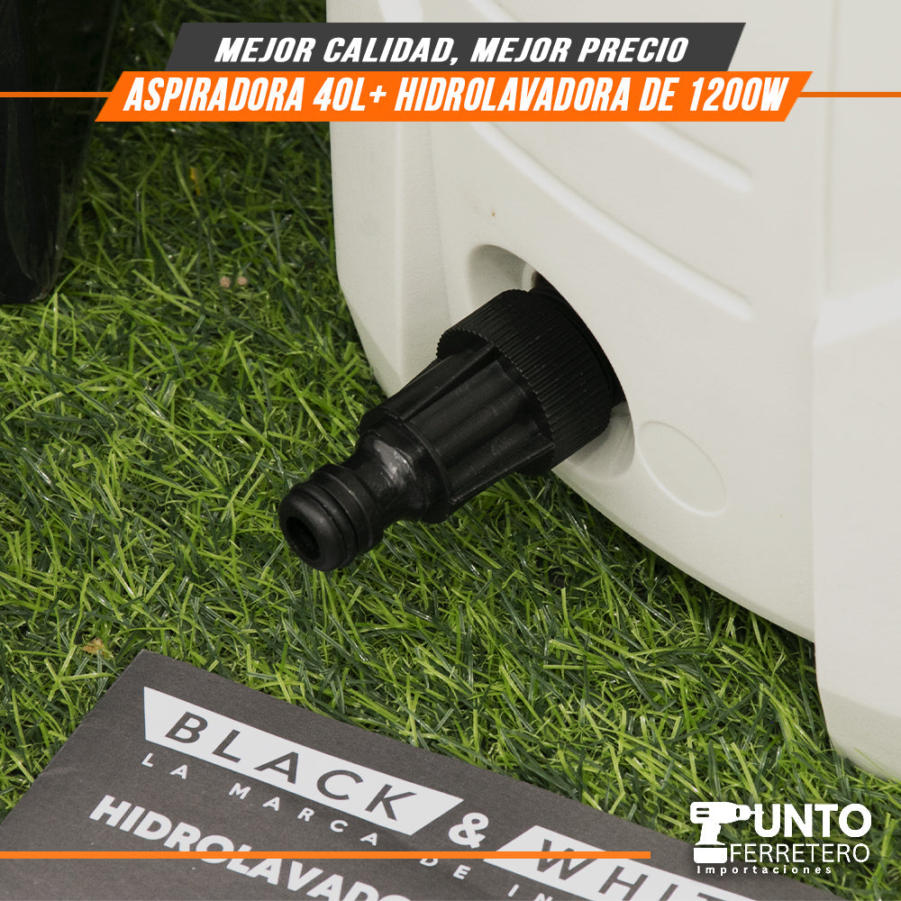 combo aspiradora gladiator seco/humedo industrial 40 litros 1600w + hidrolavadora black&white 1200w