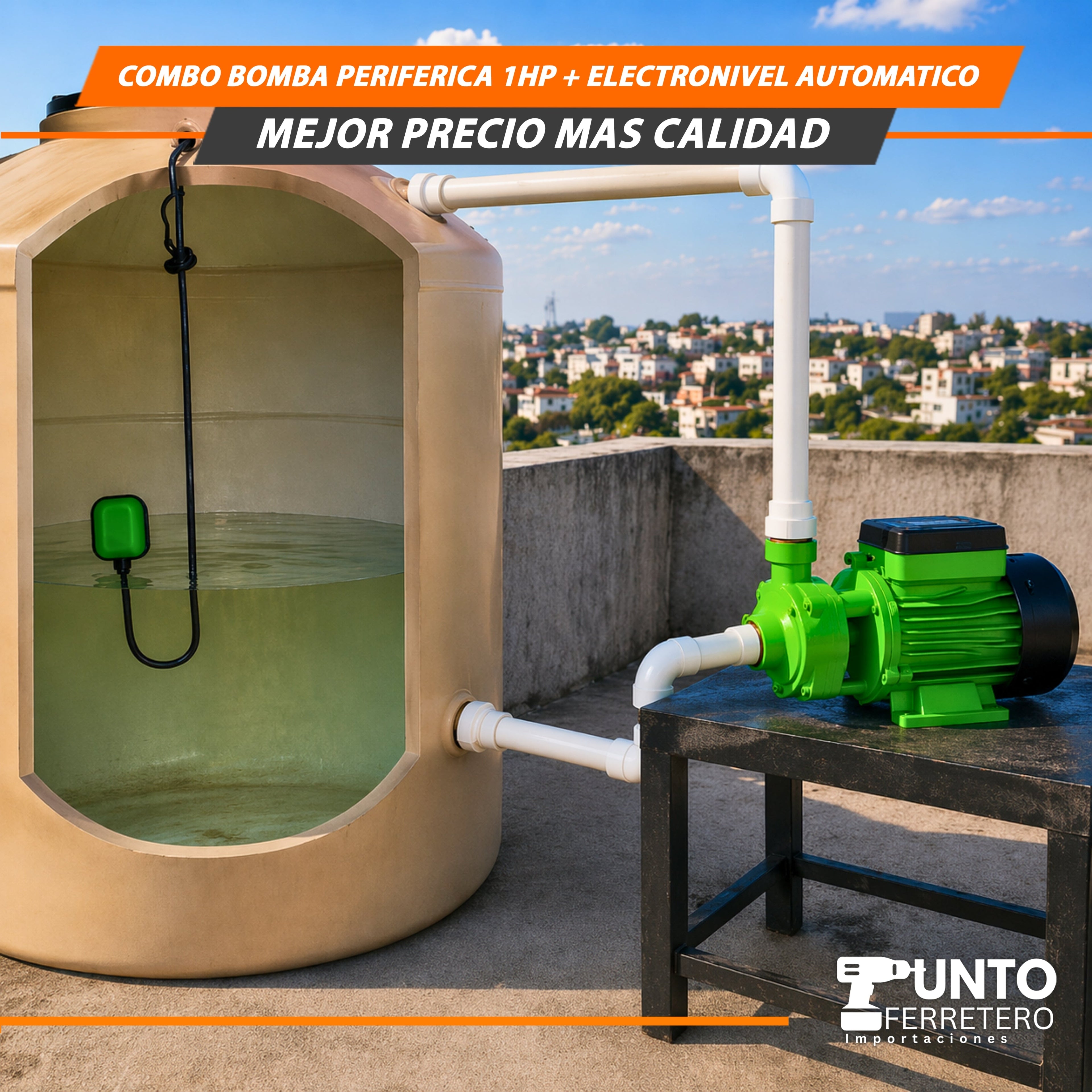 Como Bomba Periférica de 1 HP +Electronivel Automático 🌱💧