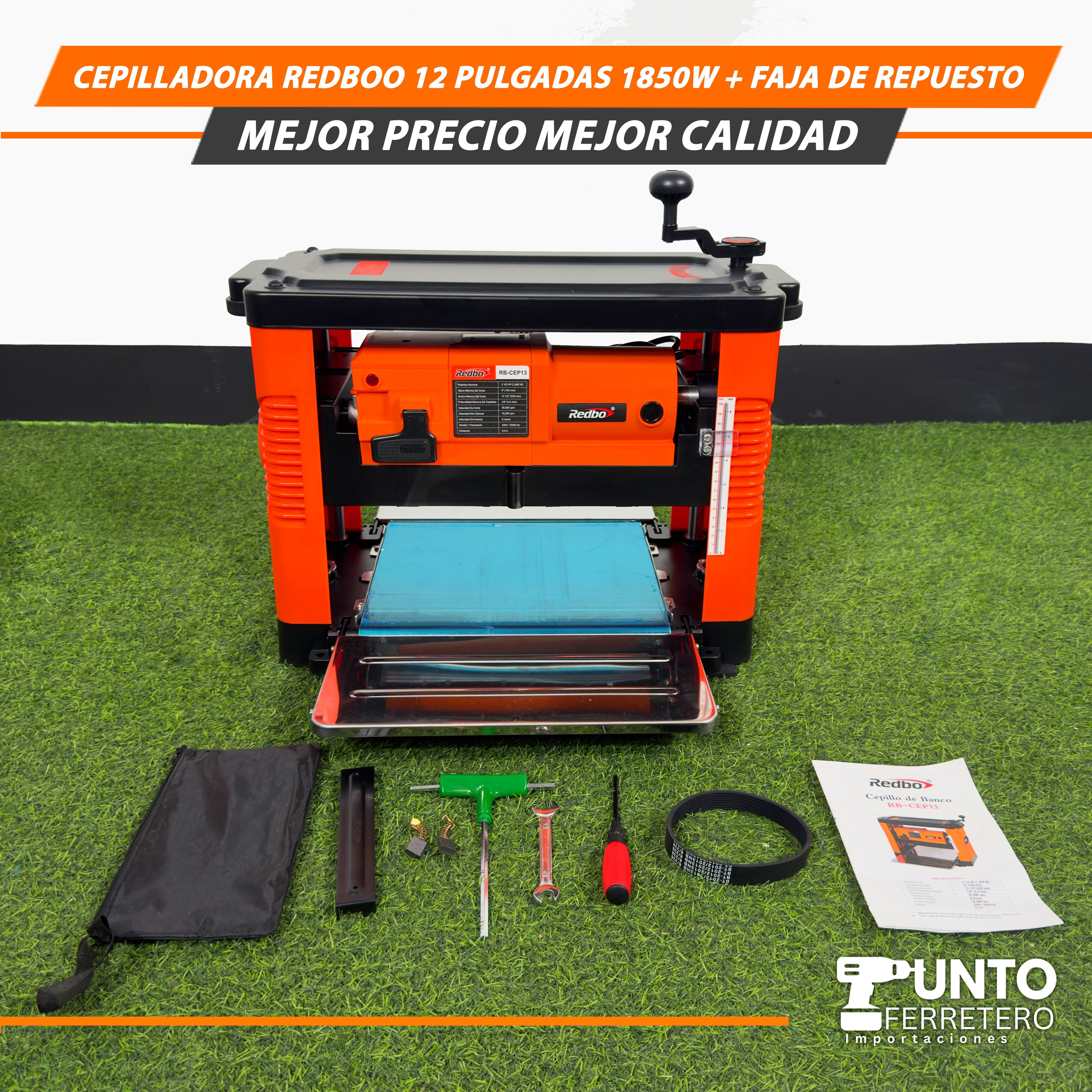 Cepilladora Redboo 12 Pulgadas 1850W+Faja de Respuesto