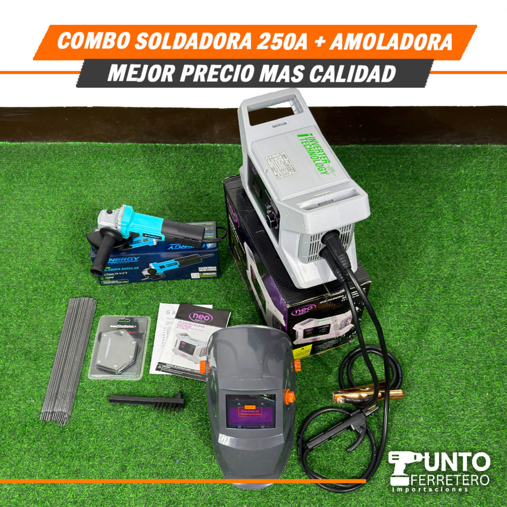 Combo Soldador 250A+Amoladora: ⚡💪