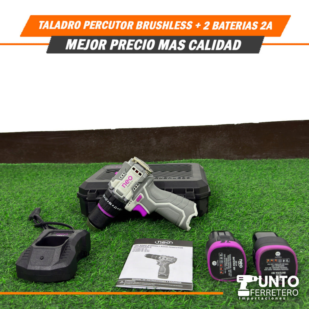 Taladro Percurtor Brushless+2 Baterías 2A🔥🔋