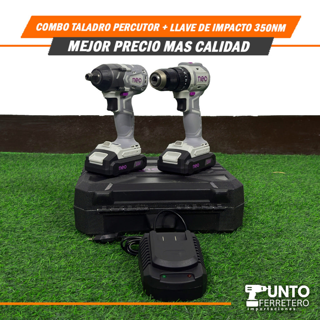 COMBO TALADRO PERCUTOR + LLAVE DE IMPACTO 350NM🛠️⚙️
