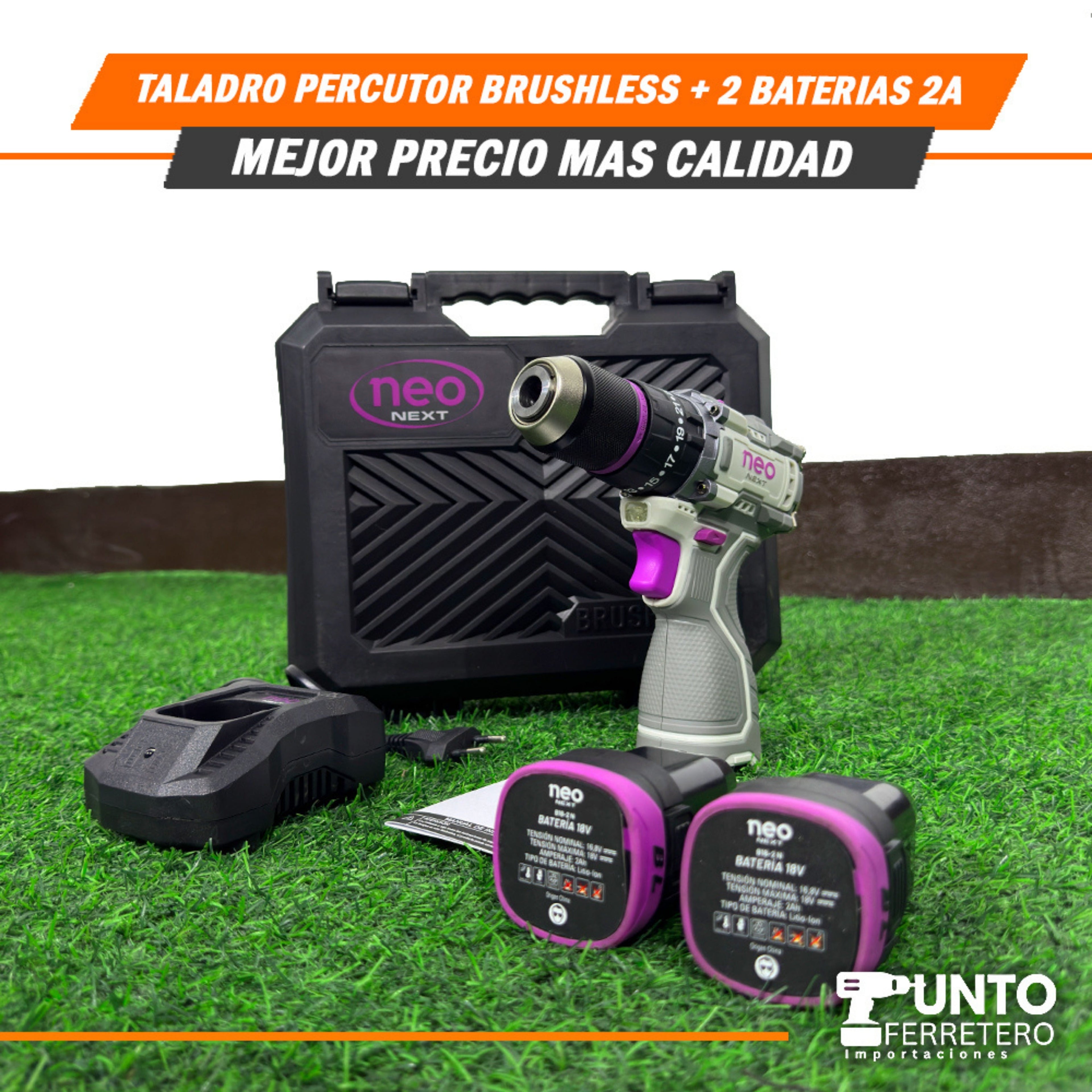Taladro Percurtor Brushless+2 Baterías 2A🔥🔋