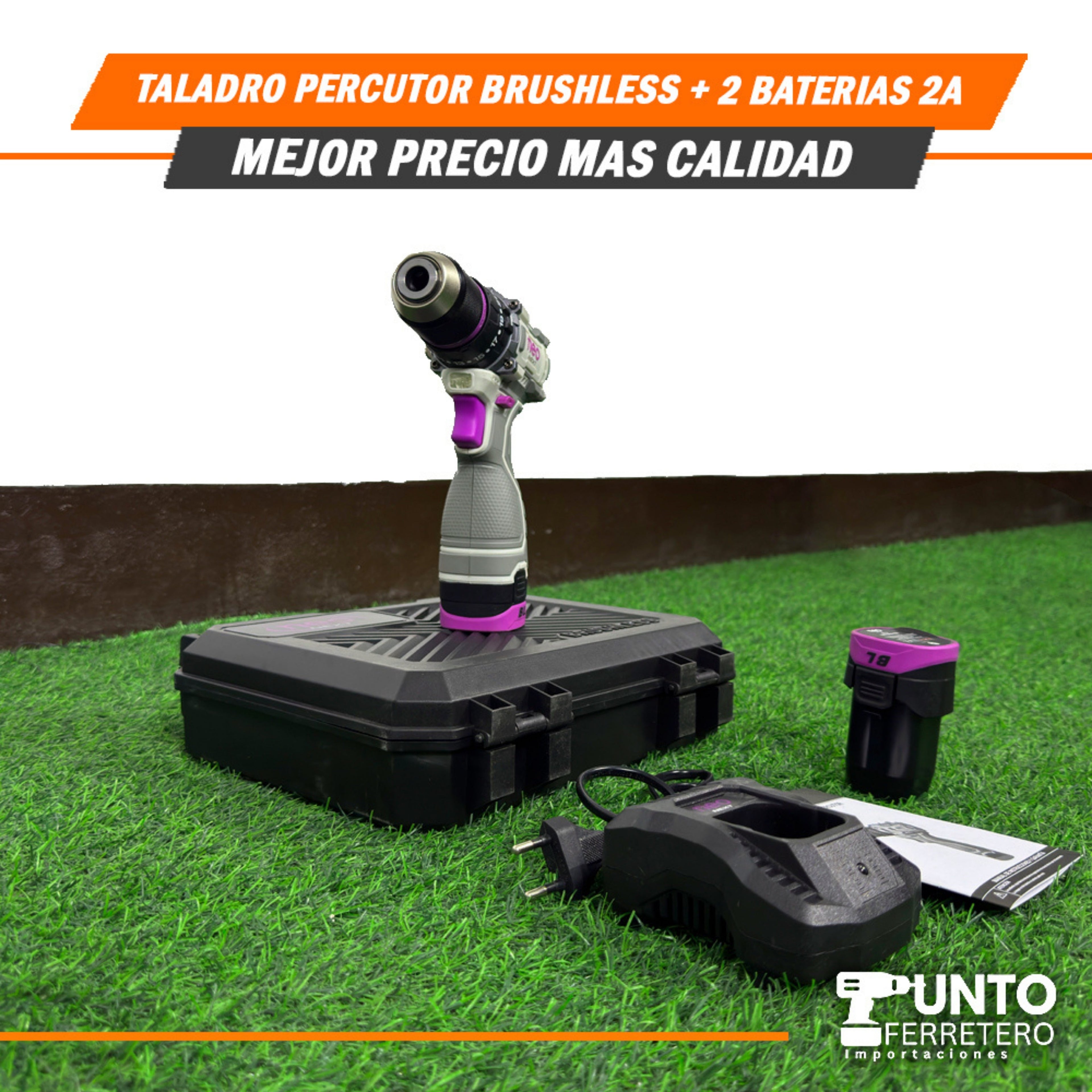 Taladro Percutor 18V Neo (Brushless Sin Carbones) + 2-Baterias
