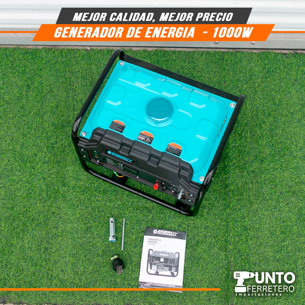 generador gasolinero energy motor 4 tiempos 98cc 1000W 6 litros trabajo de 8 horas continuas