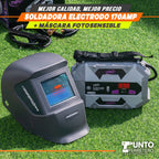 soldadora neo 170 amperios mma + mascara fotocensible 2 sensores uso industrial