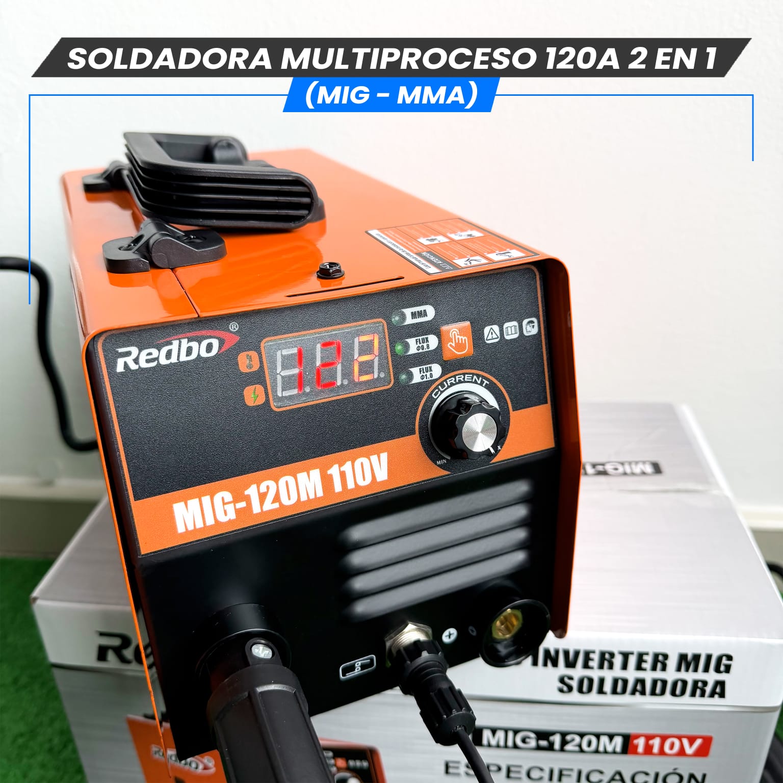Soldadora Multiproceso 120A 2 en 1 (MIG-MMA)- Tecnología Japonesa.