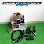 Soldadora Multiproceso 120A 2 en 1 (MIG-MMA)- Tecnología Japonesa.