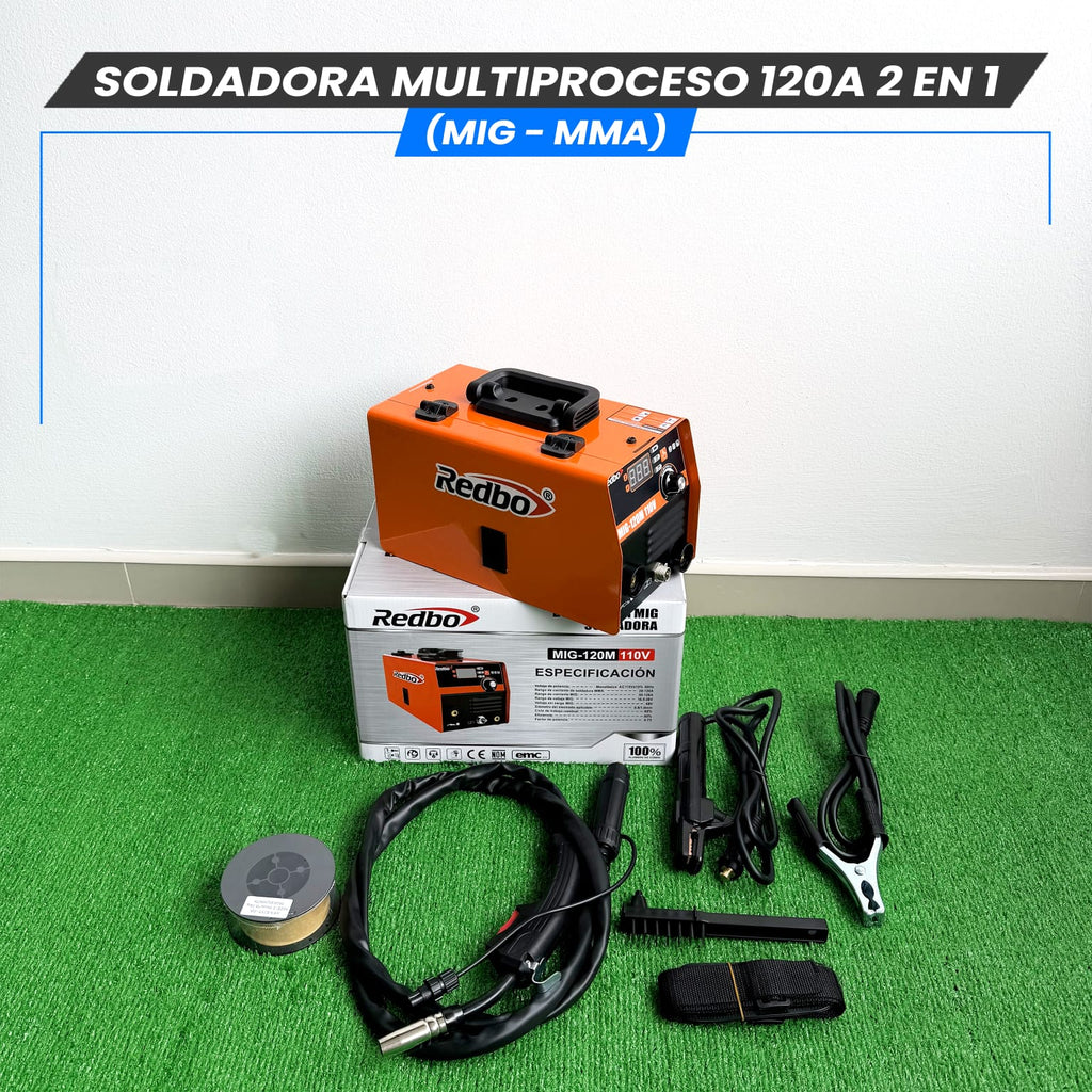 Soldadora Multiproceso 120A 2 en 1 (MIG-MMA)- Tecnología Japonesa.