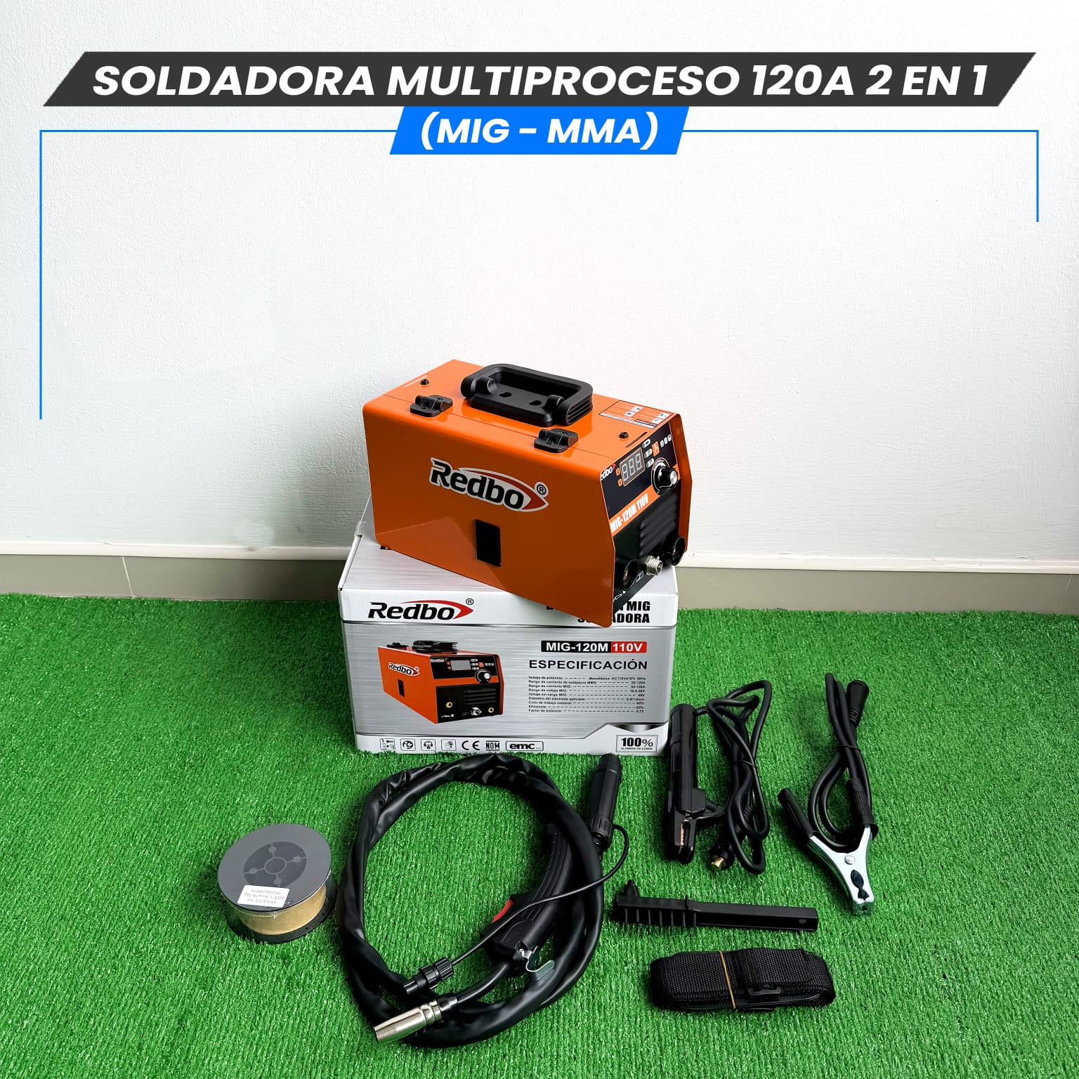 Soldadora Multiproceso 120A 2 en 1 (MIG-MMA)- Tecnología Japonesa.