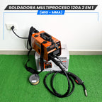 Soldadora Multiproceso 120A 2 en 1 (MIG-MMA)- Tecnología Japonesa.