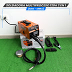 Soldadora Multiproceso 120A 2 en 1 (MIG-MMA)- Tecnología Japonesa.