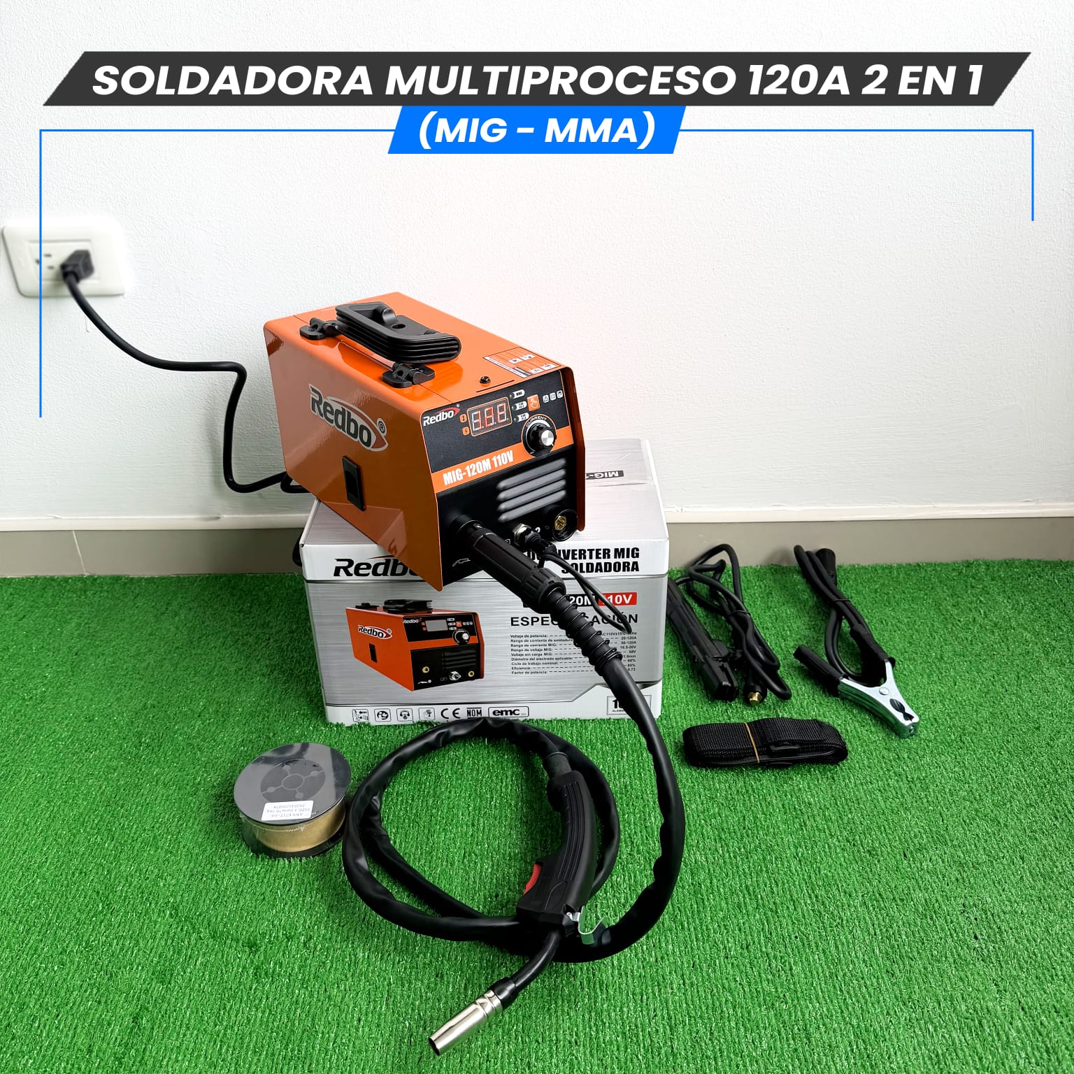 Soldadora Multiproceso 120A 2 en 1 (MIG-MMA)- Tecnología Japonesa.