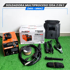 Soldadora Multiproceso 120A 2 en 1 (MIG-MMA)- Tecnología Japonesa.