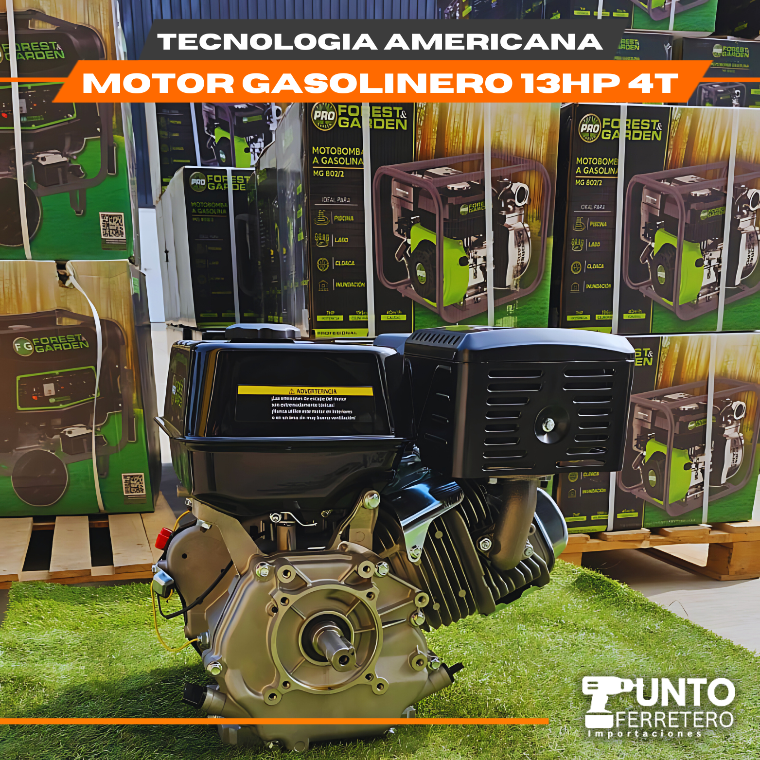 motor 13hp 389cc 7L motor 4 tiempos tecnologia americana forest & garden